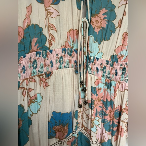 NET $229 Free People Floral Maxi Dress with double Bell Sleeves - Picture 6 of 9